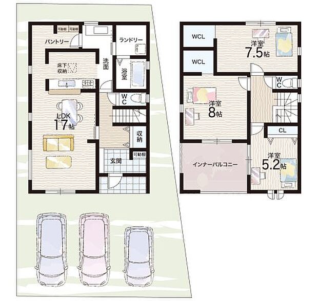 【4LDK+S(納戸)】○上牧小学校・・・徒歩２７分 ○上牧中学校・・・徒歩２４分