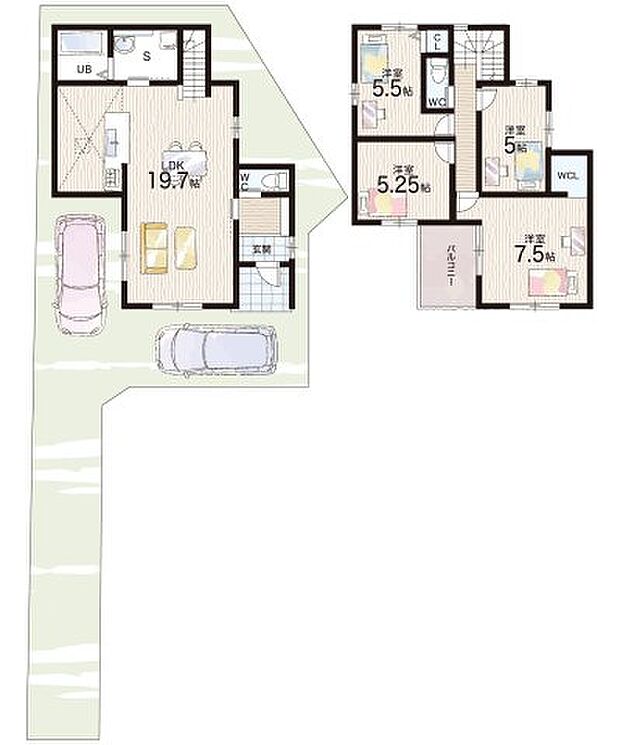 【4LDK】○家原寺小学校・・・徒歩7分 ○津久野中学校・・・徒歩7分
