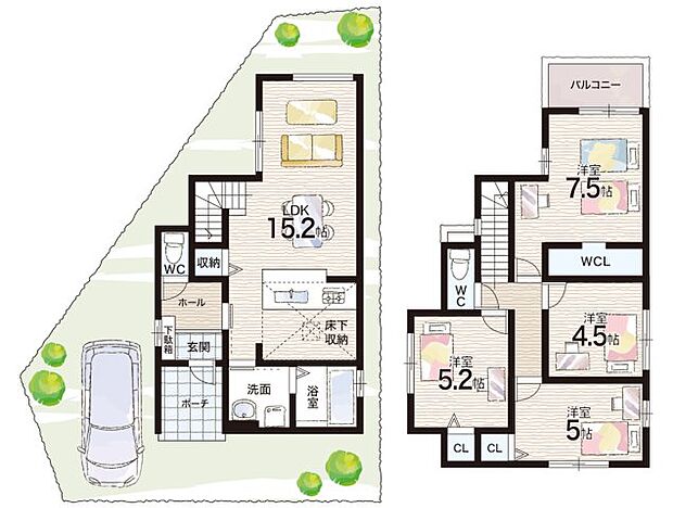 【4LDK】○菅原東小学校・・・徒歩17分 ○杉中学校・・・徒歩22分