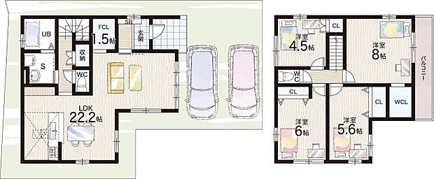 【4LDK】〇八幡小学校・・・徒歩5分 〇八幡中学校・・・徒歩14分
