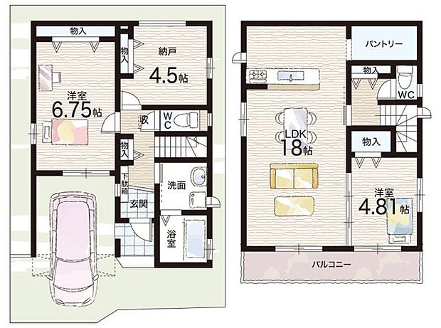 【2LDK+S(納戸)】○くすは繩手南校　前期課程　・・・徒歩９分 ○くすは繩手南校　後期課程　・・・徒歩１８分
