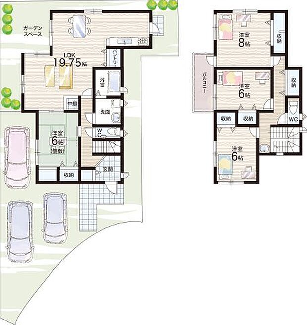 【4LDK】○城山台小学校・・・徒歩21分 ○木津中学校・・・徒歩50分
