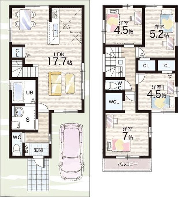 【4LDK】○枚方市立樟葉西小学校・・・徒歩13分 ○枚方市立楠葉西中学校・・・徒歩8分