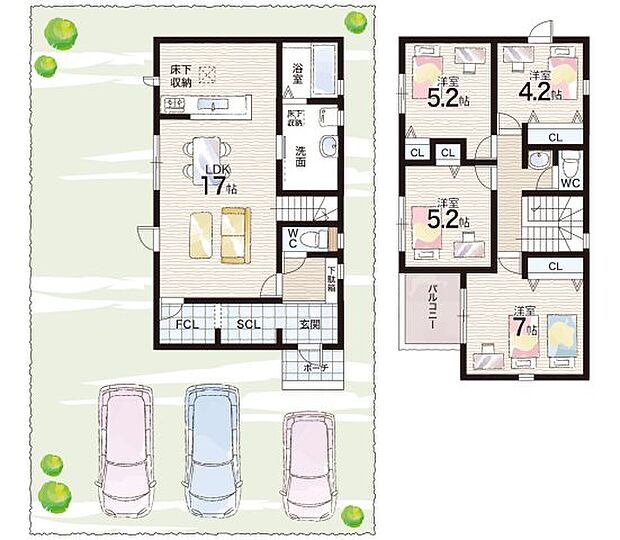 【4LDK】○下田小学校・・・徒歩13分 ○日枝中学校・・・徒歩34分