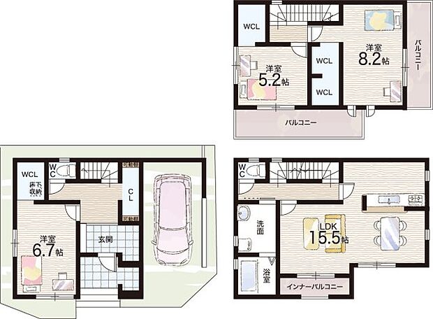 【3LDK】○国松緑丘小学校・・・徒歩8分 ○第六中学校・・・徒歩16分