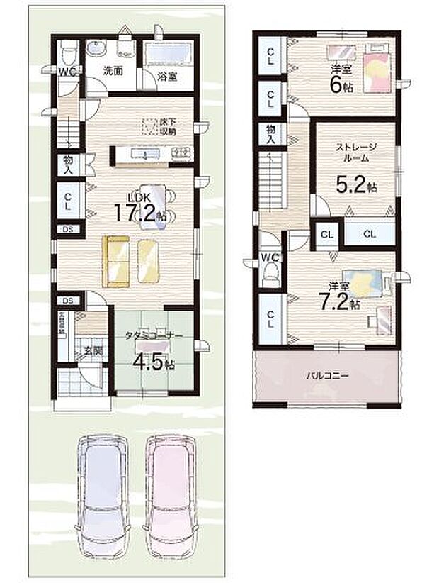 【2LDK+S(納戸)】○布忍小学校・・・徒歩6分 ○松原第三中学校・・・徒歩5分