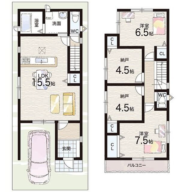 【2LDK+S(納戸)】○有岡小学校・・・徒歩8分 ○南中学校・・・徒歩20分