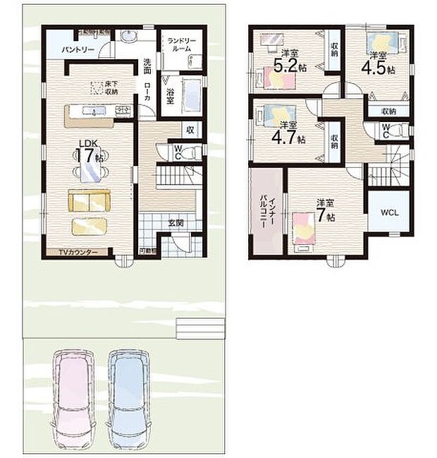 【4LDK】○上牧第二小学校・・・徒歩9分 ○上牧第二中学校・・・徒歩23分