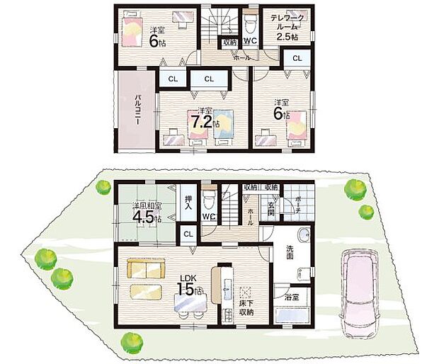 【4LDK+S(納戸)】○郡山西小学校・・・徒歩12分 ○郡山中学校・・・徒歩23分
