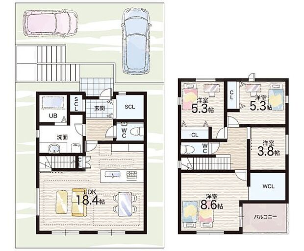 【4LDK】○甲緑小学校・・・徒歩11分 ○大原中学校・・・徒歩17分