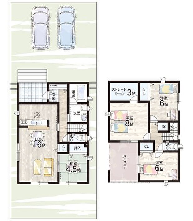 【4LDK+S(納戸)】○安土小学校・・・徒歩24分 ○安土中学校・・・徒歩16分