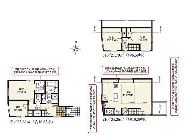 【2LDK+2S(納戸表記)】土地面積に路地状部分約15.65m2含む