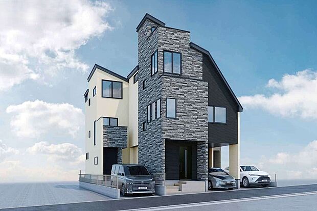 【外観パース】■外観、間取り、陽当たり、風通り、リビング、キッチン、駐車、スペース、眺望、街並み、周辺環境など、こちらの物件で毎日の暮らしに役立つポイント「知って納得」生活イメージを詳しく説明させて頂きます。