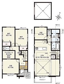 敷地面積に協定部分約0.5m2含む、越境除外部分約0.06m2含む
建物面積に車庫部分6.37m2含む 