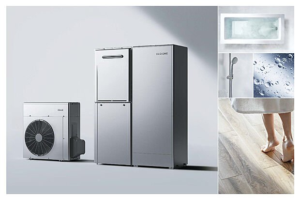 【全邸ハイブリッド給湯器「ECO ONE X5」標準装備】優れた性能とコストパフォーマンスを発揮するハイブリッド給湯器「ECO ONE X5」超微細泡で高い洗浄力を発揮するウルトラファインバブルタイプ。（イメージ画像）