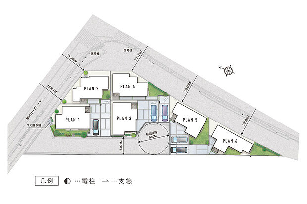 【心地よい広がりを描く街並み】
125m2超のゆとりある敷地面積に加え、庭空間や安全性の高い開発道路が、街に明るさや陽光を呼び込みます。玄関口の位置にもこだわり、プライバシーにも配慮しています。