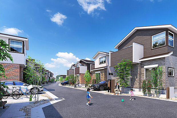 【【爽やかで洗練された北欧スタイルの2つの街区】】木材が豊富な北欧の息吹を感じるウッディな素材を採用した自然と調和するスタイルと、北欧の建築材料の役割を担ってきたレンガをメインにリゾートライクな佇まいを演出したスタイルの2つの街区をデザインしました。