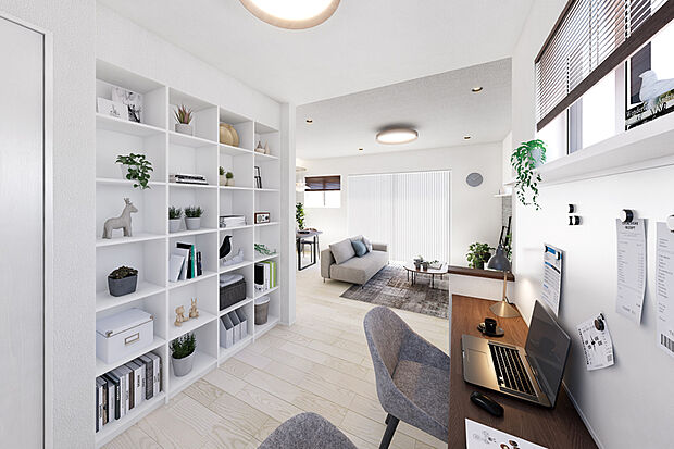 【【SOHOスペース】】趣味や仕事に使えるSOHOスペースを設置しました。家族の好みに合わせて使える伸びやかな空間です。※号棟により採用状況が異なります。