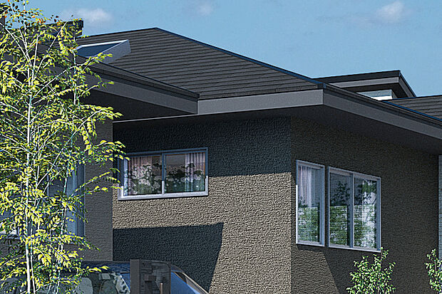 【【アクセントウィンドウ】】外観に個性とリズムを与えるアクセントウィンドウ。光を取り込みながら、建物の表情にモダンで洗練された印象を添えます。