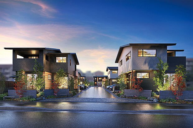 【【灯かりのいえなみ協定(R)】】夜道を明るく照らすことで防犯性と安全性が向上。光と影に包まれた美しい街並が、住まう方を玄関までやさしくエスコートしてくれます。