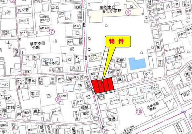 カーナビ：熊本市中央区琴平１丁目９-３５付近