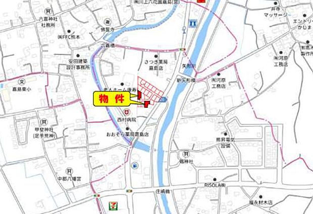 カーナビ:上益城郡嘉島町大字北甘木2067-1付近