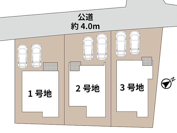 配置図　　駐車は並列3台可能です♪
