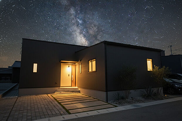 C号地：外観※外構はイメージです。夜イメージです。