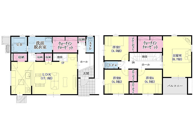 【4LDK+S(納戸)】ZEH仕様！ 制震ダンパー搭載！ 省令準耐火構造！  1階に広々17帖のLDK 2階には洋室が4部屋と大容量可能なウォークインクローゼット  3台駐車可能です♪  充実の標準仕様・設備もコミコミ価格の建売住宅です。  ＼オススメPOINT／ 全室LED照明・カーテン付き アイパッソの家は標準仕様で全居室LED照明付きです！ カーテンはお引渡し前までにお好きな柄をお選びいただけます♪