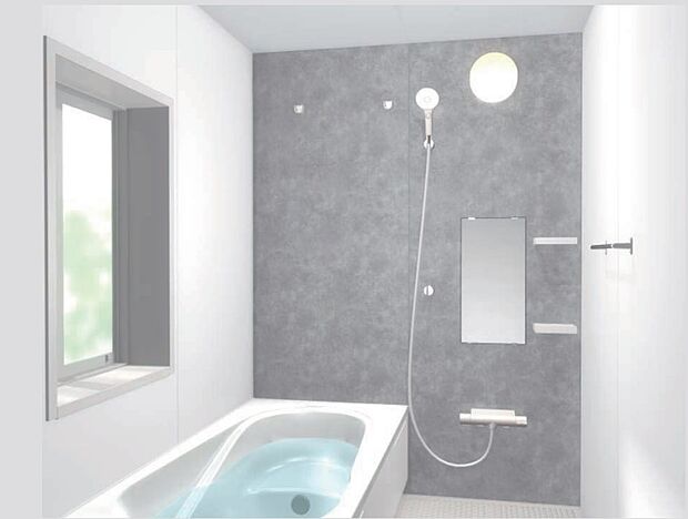 【風呂】※同仕様写真。ゆったりとした広さ、デザイン性に優れた浴槽は1日の疲れをとってくれます。ベンチ付きで半身浴も♪