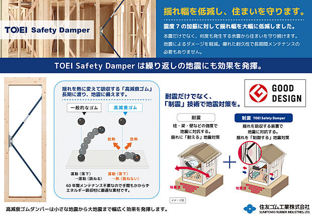 TOEI  Safety Damper　揺れ幅を低減し、住まいを守ります。2024年度グッドデザイン賞、受賞！