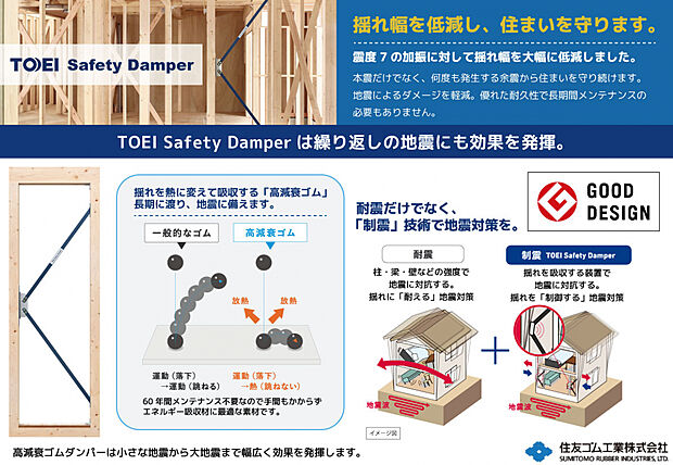 【TOEI Safety Damper】揺れ幅を低減し、住まいを守ります。2024年度グッドデザイン賞、受賞！