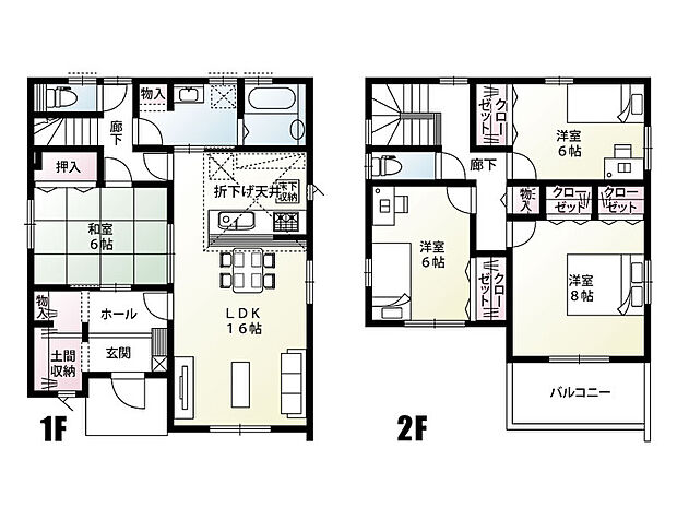 【19号棟間取り図】
18.8帖のリビングと和室6帖は続き間となっているためお部屋を広く使えます!