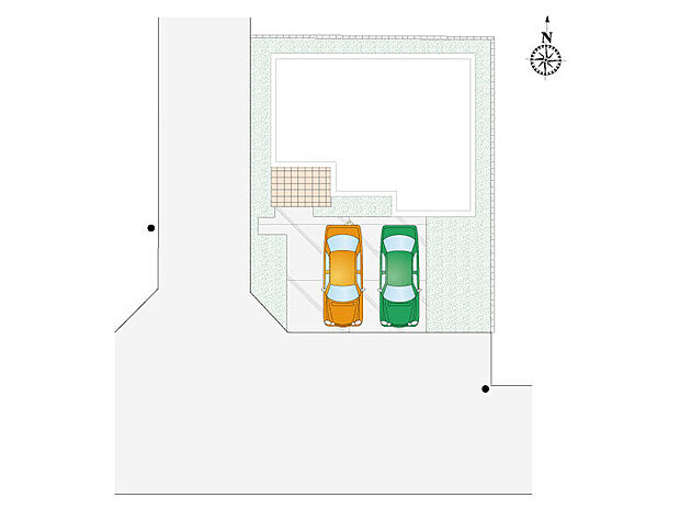並列２台駐車可能です。角地で見通しも良好です。