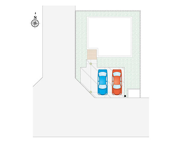 【4LDK+S(納戸)】道路幅7.1ｍの南道路接道の角地。車２台駐車可！