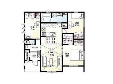 4号棟：平屋＋グルニエ付き！平屋建て物件が新登場！3LDKの間取りです！各種収納も完備された暮らしやすさを追求した間取りプランです！ 