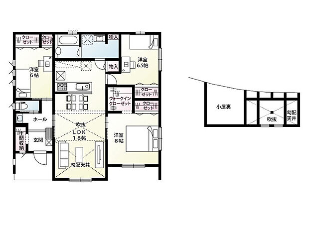 【3LDK】4号棟：平屋＋グルニエ付き！平屋建て物件が新登場！3LDKの間取りです！各種収納も完備された暮らしやすさを追求した間取りプランです！