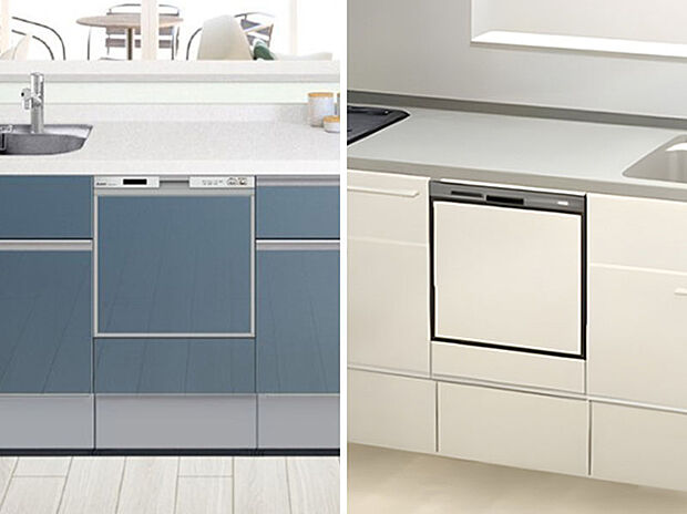 【食器洗い乾燥機】キッチンと美しく一体化。手で洗うよりも節水になり、家事の負担も軽減できます。(※システムキッチン付属の設備です。各メーカーの仕様に準じます。)