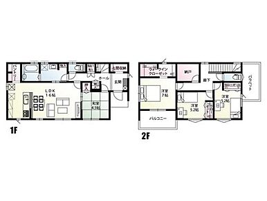 全室南向きの為日当たり良好！大容量ウォークインクローゼット・納戸・パントリー・土間収納・洗面室収納があり、収納充実の間取りです！ 