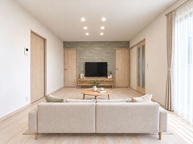 【【3号棟:LDK】】※こちらの写真は実際の物件写真に合成したイメージです。実際の家具配置とは異なります。