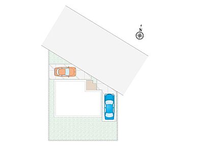 約42坪とゆとりある広さの敷地です！駐車2台可能！不在時の荷物の受け取りに便利な、宅配ボックス搭載門柱付き。 