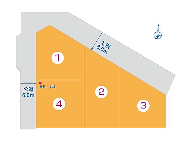 【【全体区画図】】土地42坪以上とゆとりある広さです。お庭や駐車スペースも確保し、戸建ならではの自由な暮らしを叶えます!閑静な住宅地に立地し、落ち着いた暮らしを送ることができる環境です。