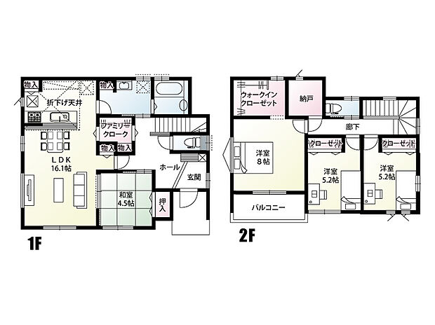 【4LDK】全居室南向きの、太陽光がしっかりと入ってくる間取り。ファミリークローク・納戸・リネン庫付きの大容量収納プランです♪