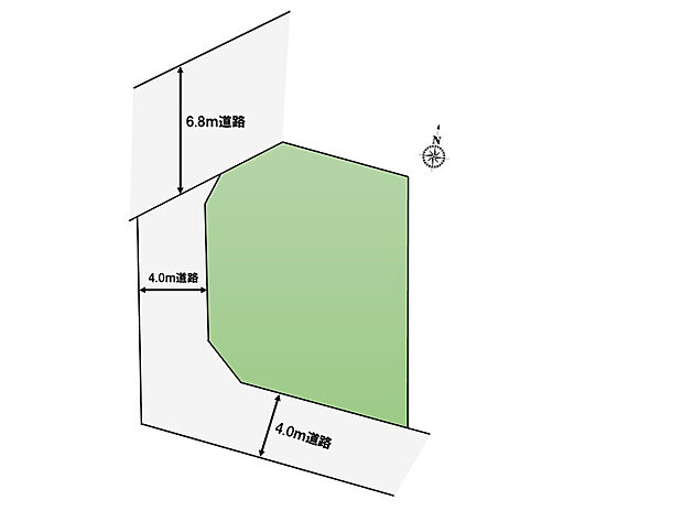 【【全体区画図】】三方向が道路に面した、日当たり・風通しの良い立地です♪嬉しい都市ガス・本下水エリア!