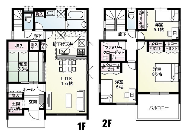 【4LDK】広めの土間収納にはハンガーパイプ付き。室内に持ち込みたくないアウター類も掛けておけるため、梅雨や花粉時期も安心です♪