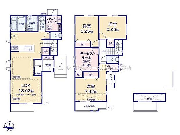 9990万円、3LDK+S（納戸）、土地面積97.44m2、建物面積96.05m2 リビング18帖超、ご家族でゆっくりくつろぎたい方に♪カウンターキッチンからはLDK全体を見渡せます！