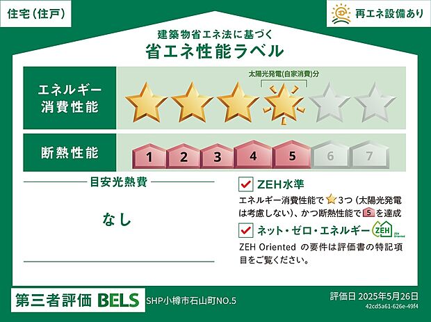 【【No.5】省エネ性能ラベル】※使用環境等によってはエネルギー収支がゼロにならない場合があります。