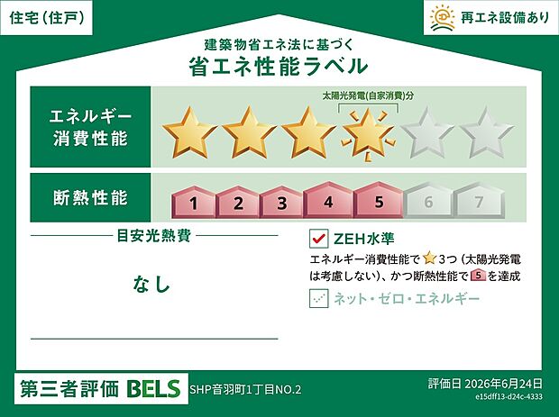 【【No.2】省エネ性能ラベル】※使用環境等によってはエネルギー収支がゼロにならない場合があります。