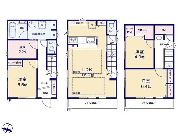 (C棟)、価格7550万円、3LDK+S、土地面積74.92m2、建物面積99.58m2