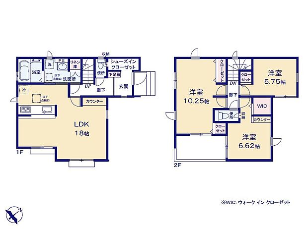 ☆３号棟　間取り図☆
将来間取り変更が可能なフレキシブルルーム採用♪
大容量のシューズクロークは、アウトドア用品やカー用品の収納に便利です♪
カウンター付きLDKはお子様のリビング学習にも◎